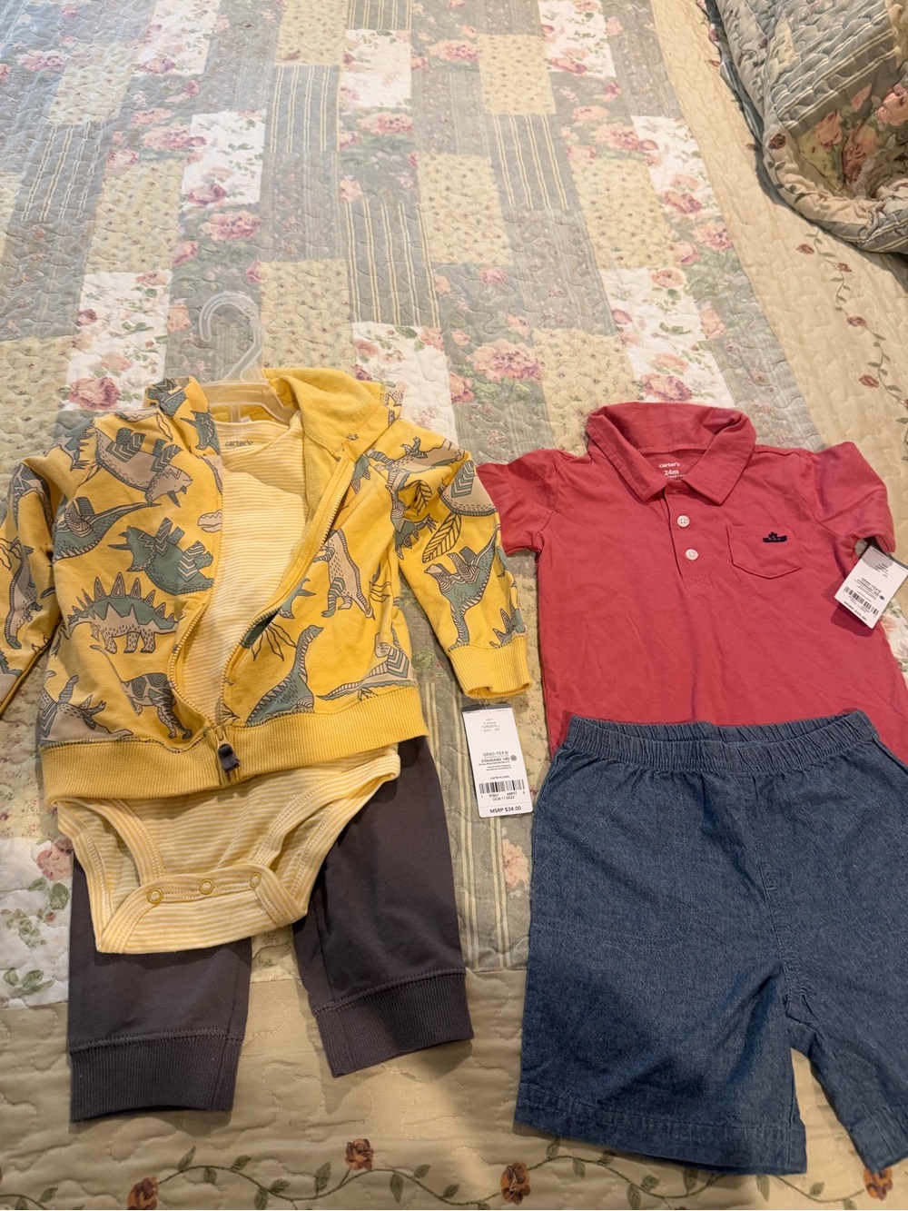 Lot of two 24 months boys Carters complete outfits 6 pieces total new with tags.